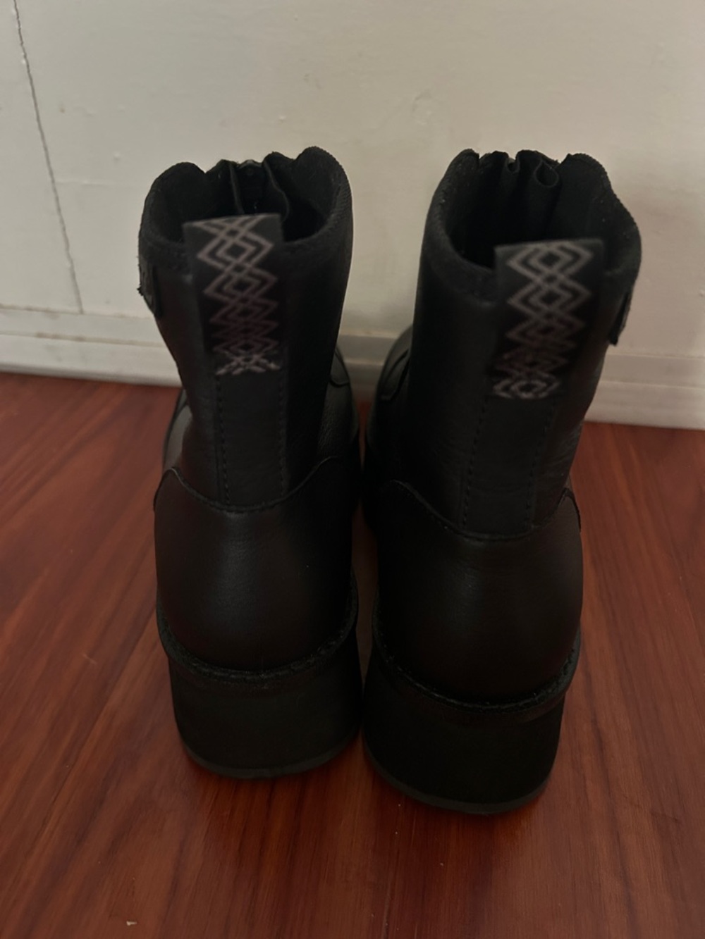 UGG Women's Black Front-Zip Platform Moto Boots - Picture 7 of 8